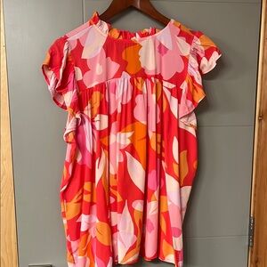 Haptics Floral Ruffle Sleeve Top - Red and Pink
Medium